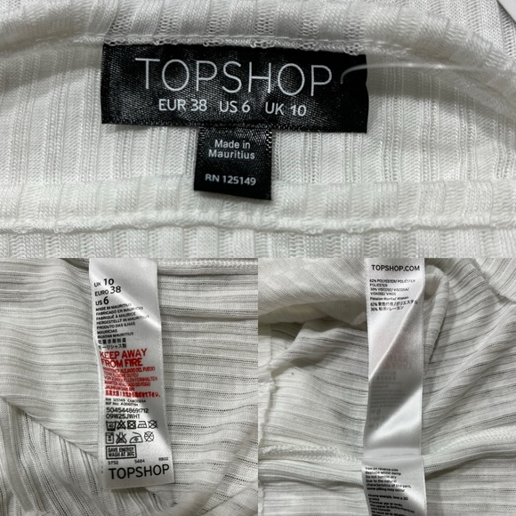 Topshop White Ribbed Crop Top Tee - Picture 8 of 9